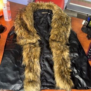 Women's Black Faux Fur Vest